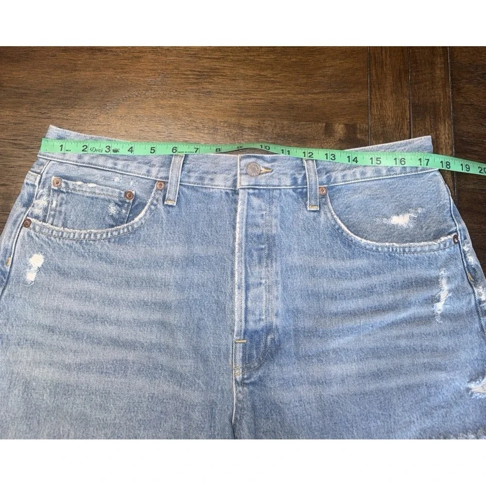 Agolde Women's 31 Parker Long Cotton Denim Shorts Cut Offs Anthropologie Light